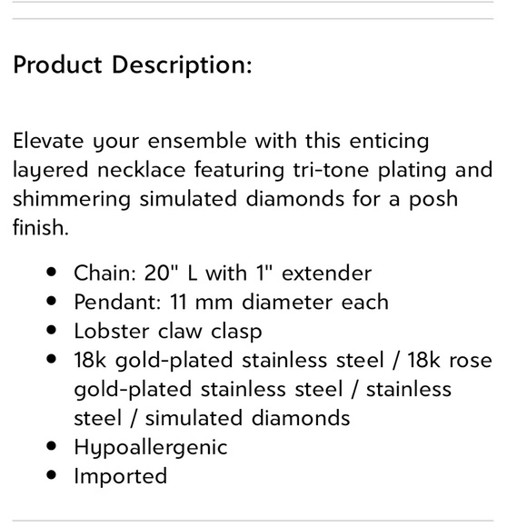 NEW• SIMULATED DIAMOND SYLVIE TRIPLE STRAND NECKLACE - Picture 3 of 9